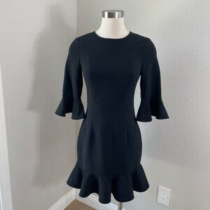 Black Halo Womens 2 Black Ruffle Flounce Hem Mini Brooklyn Dress 3/4 Bell Sleeve